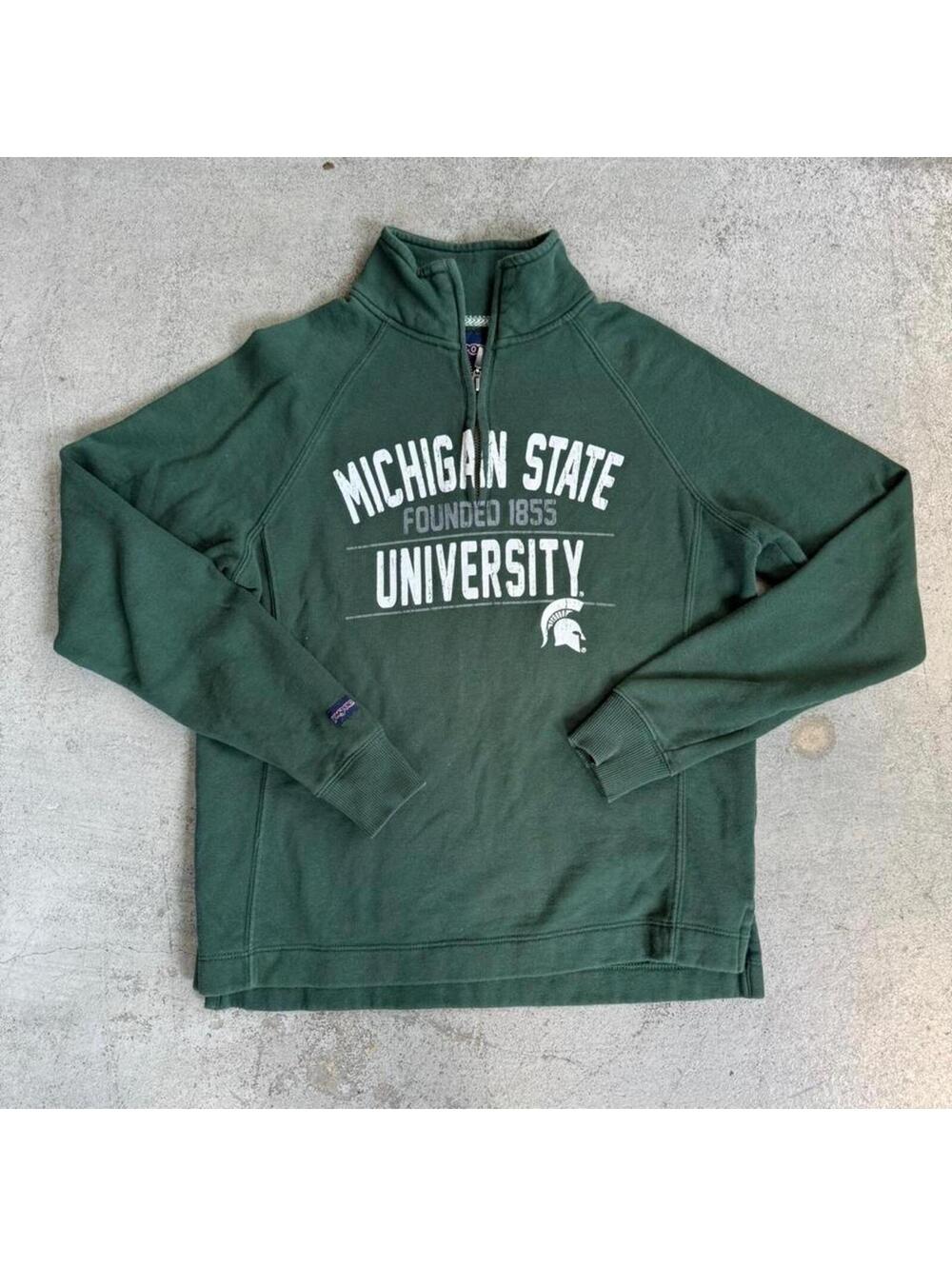 Y2K Michigan State University Spartans MSU Quarter Zip Crewneck Sweatshirt